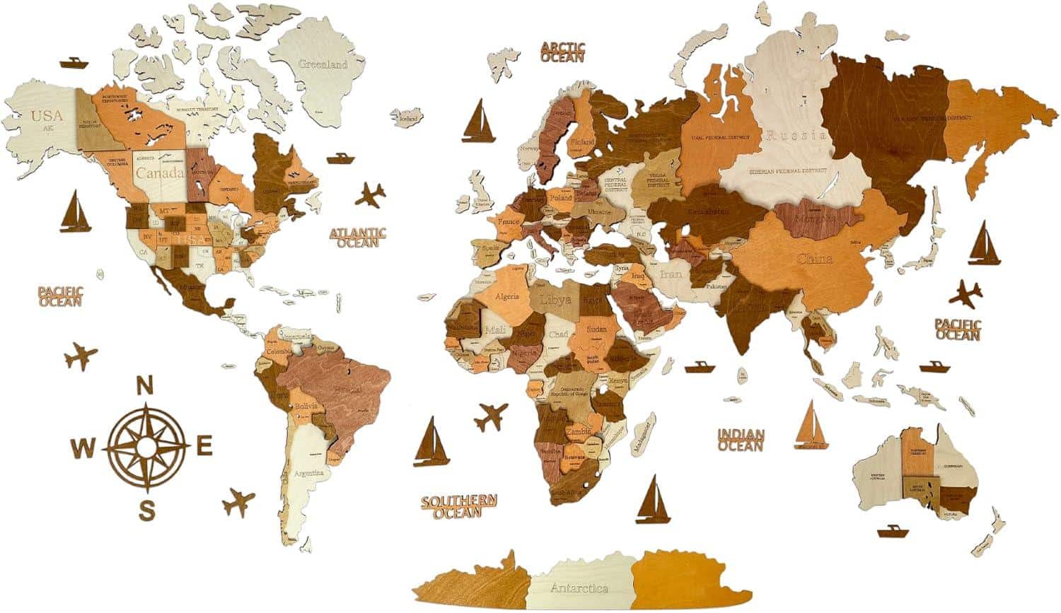 3D-Holzweltkarten im Vergleich: Elegante Wanddeko