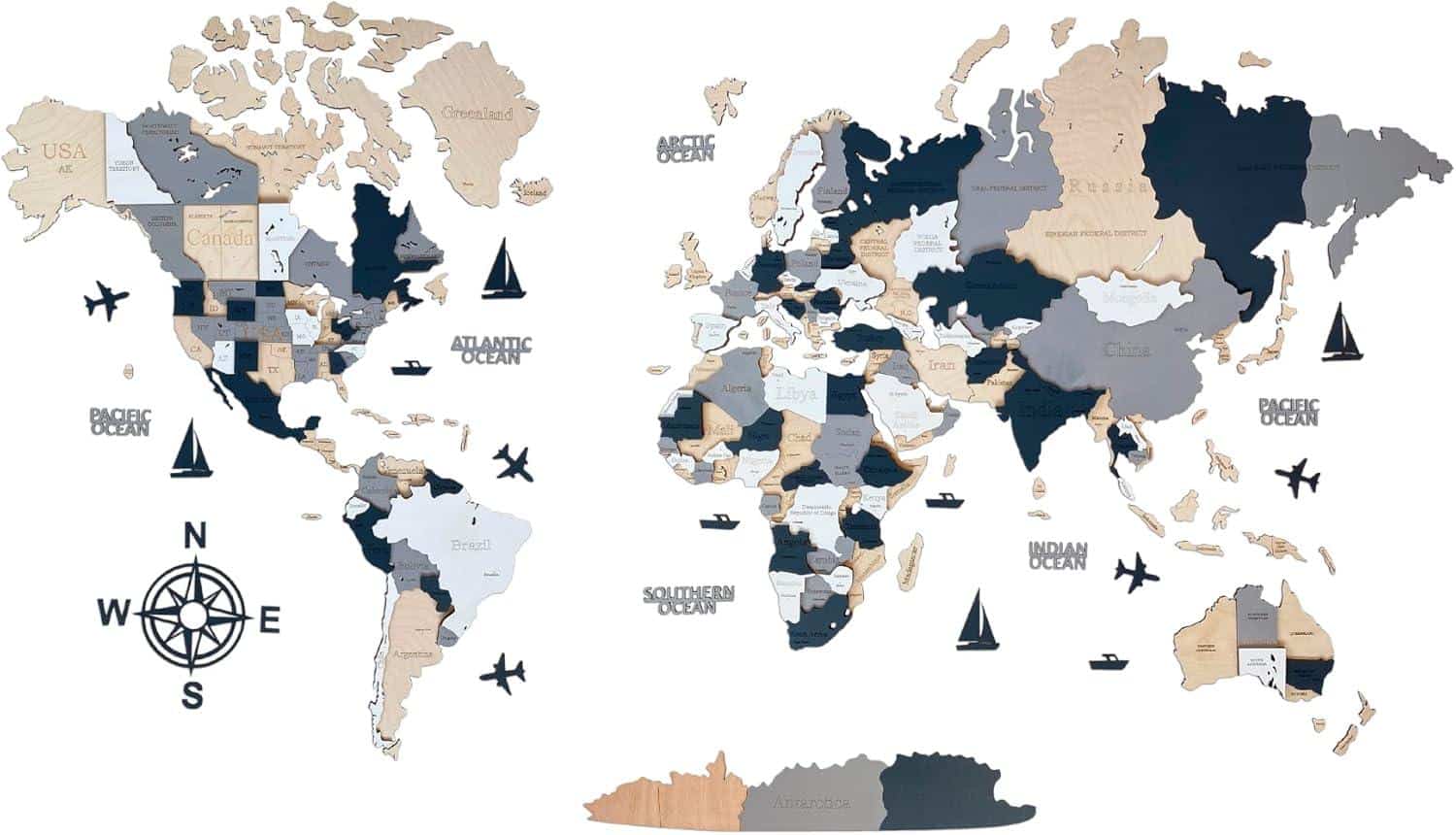 3D-Holzweltkarten im Vergleich:⁤ Elegante Wanddeko