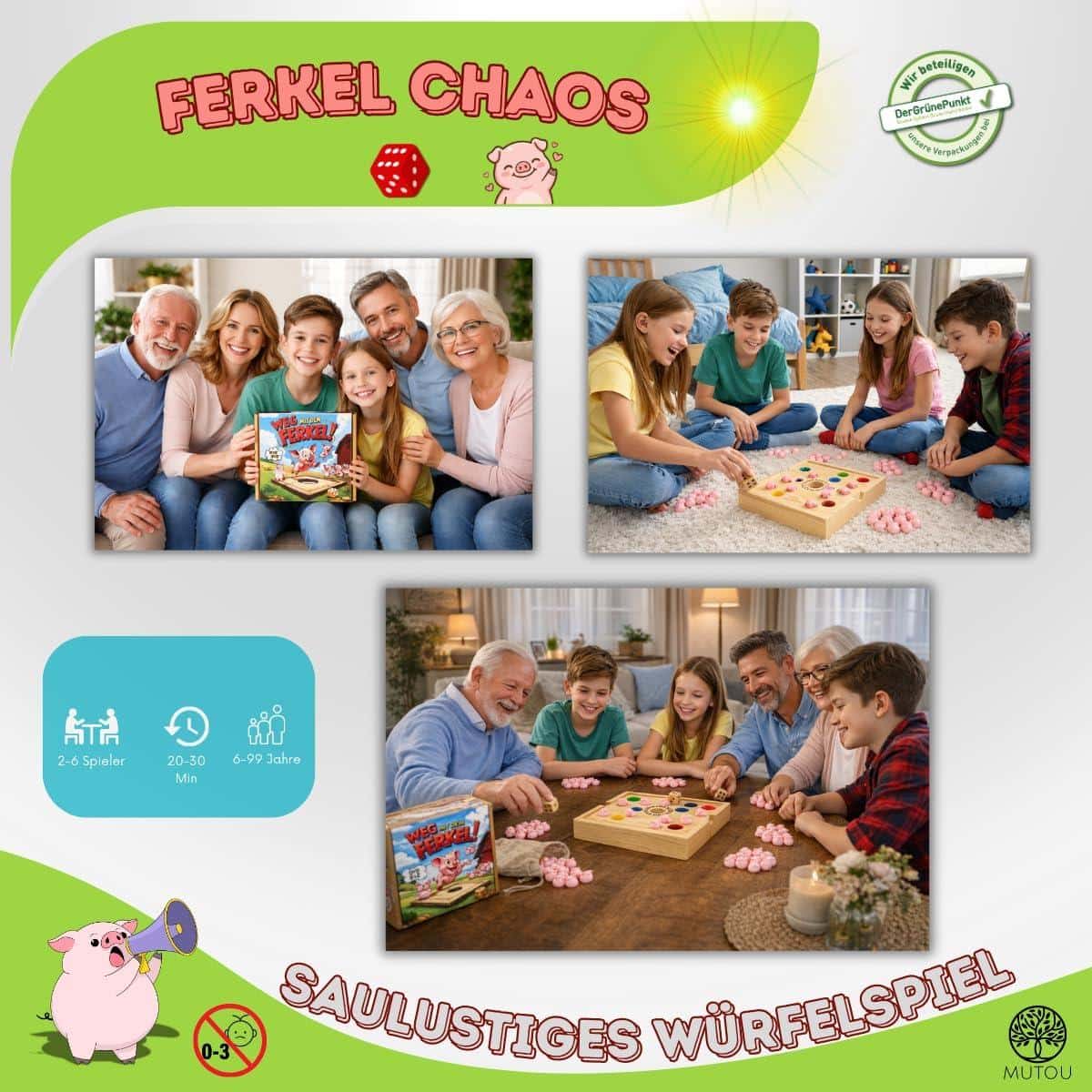 Handgemachte Holzspiele: Esel-, Quadrat- & Schweinchen-Spaß