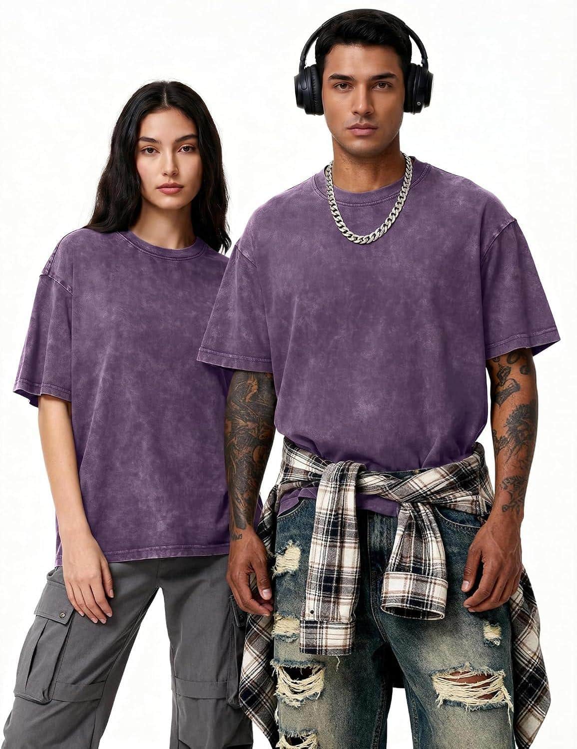 230 g schweres Acid-Wash Oversize-Shirt bis 5XL