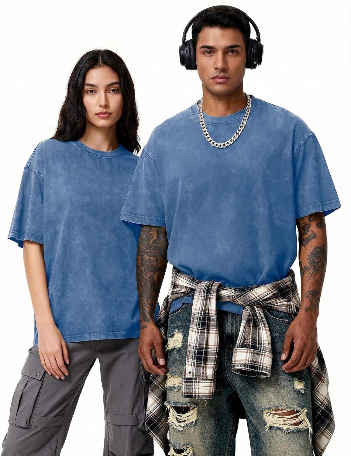 230 g schweres Acid-Wash Oversize-Shirt bis 5XL